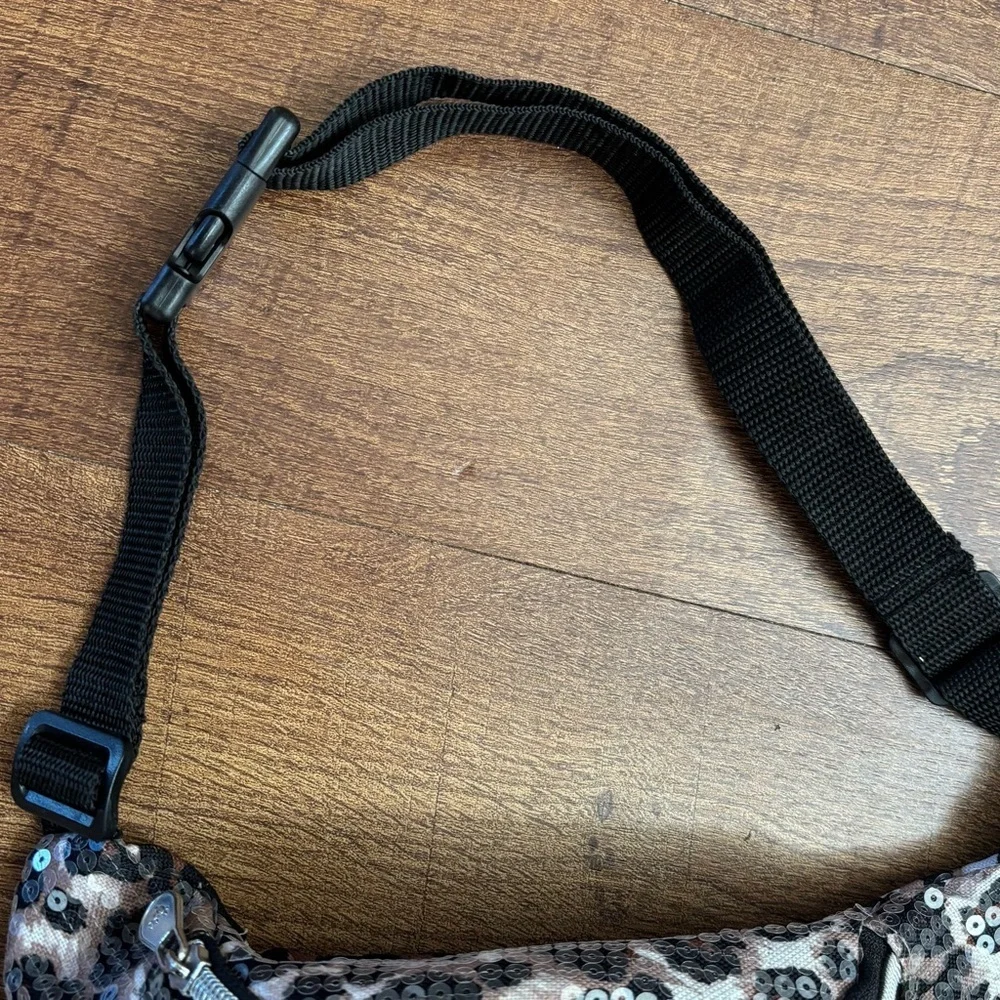 “Live justice” sequin animal print fanny pack